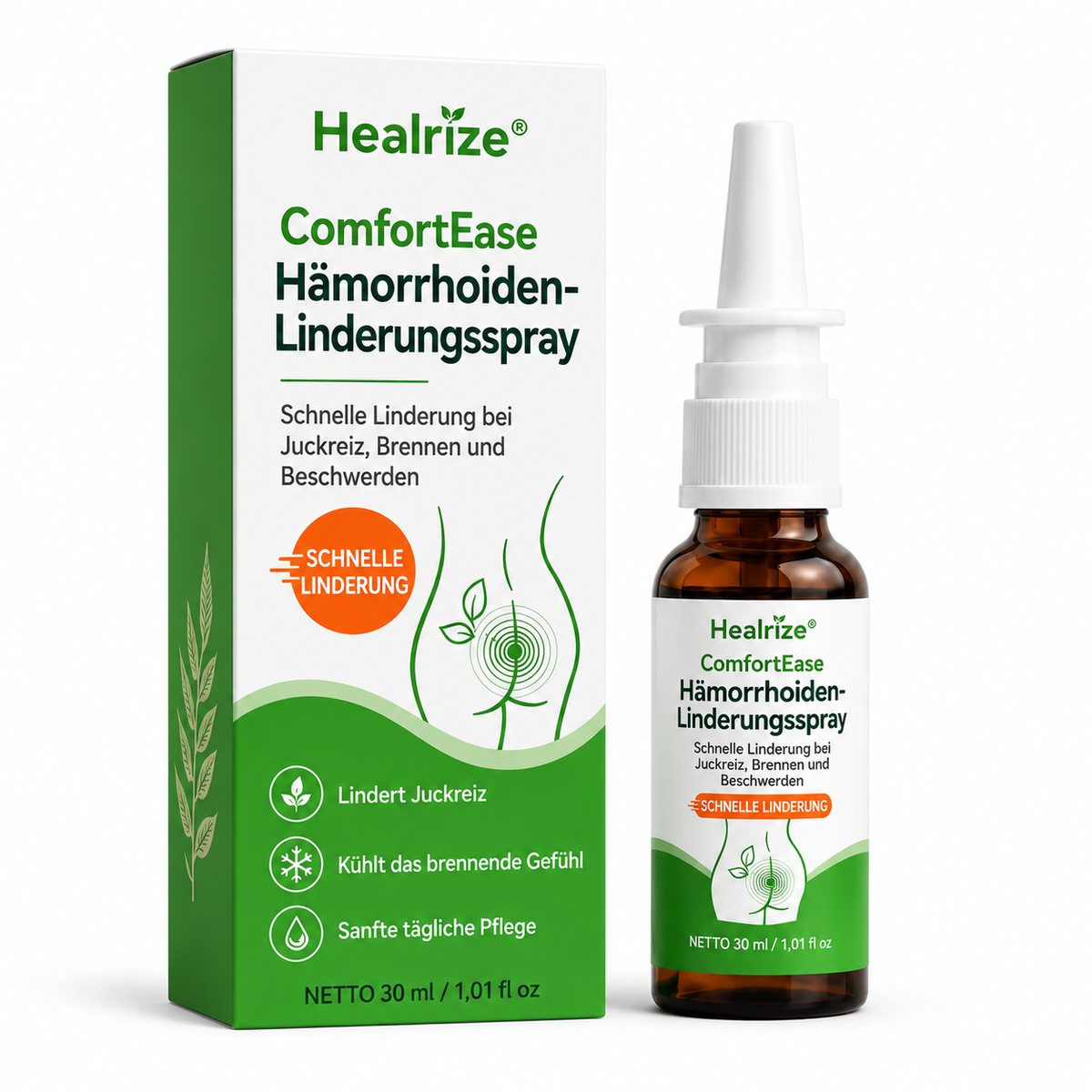 🌿 Healrize® ComfortEase Hämorrhoiden-Relief-Spray 🌿 – Schnelle Linderung bei Juckreiz, Brennen und alltäglichen Beschwerden