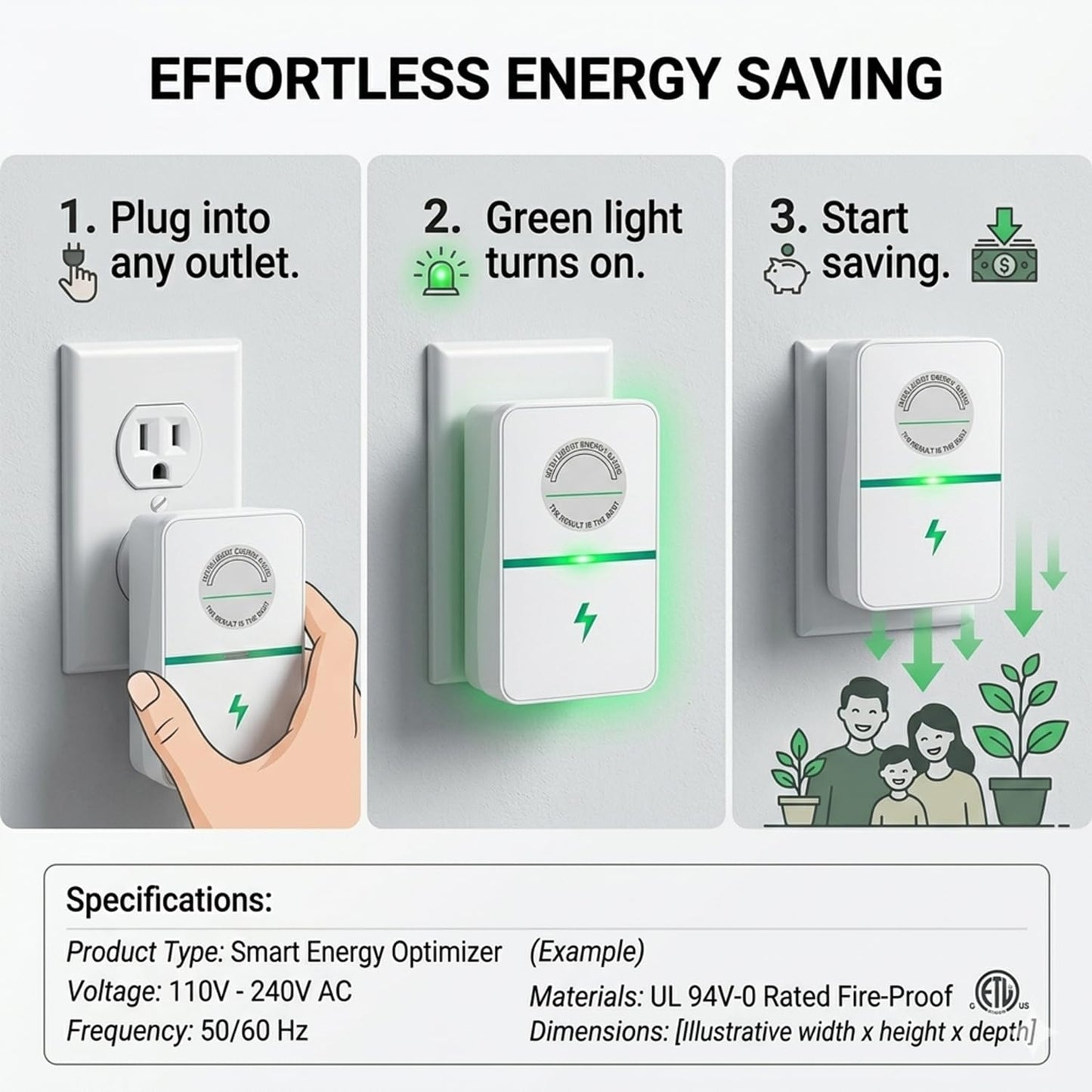 π’2026 New Power Factor Saver Plug in, Power Plug Pro Energy Saver Electricity Saving Box, Energy Savings Device with Voltage Optimization for Home & Office US Plug 90V-250V 30KW